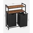 Dulap baie, Artool, placa MDF, cadru otel, 2 compartimente rufe, 2 rafturi, maro rustic si negru, 73x33x91 cm