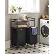Dulap baie, Artool, placa MDF, cadru otel, 2 compartimente rufe, 2 rafturi, maro rustic si negru, 73x33x91 cm