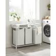 Dulap baie, Artool, placa raft MDF, cadru otel, 3 compartimente rufe, alb, 92.5x33x72 cm
