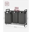 Dulap baie, Artool, placa raft MDF, cadru otel, 3 compartimente rufe, negru si gri, 92.5x33x72 cm