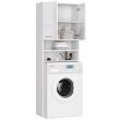 Dulap baie cu loc pentru masina de spalat, placa laminata, 4 rafturi, 2 usi, alb lucios, 64x30x180 cm 