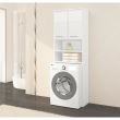 Dulap baie cu loc pentru masina de spalat, placa laminata, 4 rafturi, 2 usi, alb lucios, 64x30x180 cm 