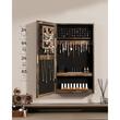 Dulap de perete cu oglinda pentru bijuterii, Artool, MDF, raft inferior, maro rustic, 37x10x67 cm