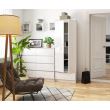 Dulap, placa laminata, 1 sertar, 4 rafturi, 2 usi, alb lucios, 60x35x180 cm