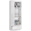 Dulap, placa laminata, 1 sertar, 4 rafturi, 2 usi, alb lucios, 60x35x180 cm