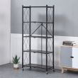 Dulap, raft depozitare, metalic, pliabil, pe roti, 5 polite, negru, 72x34x163 cm 