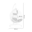 Scaun leagan suspendat, ratan sintetic, alb si gri, marime S, 90x99 cm, 194 cm 