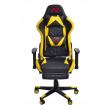 Scaun de gaming galben-negru cu suport de picioare + mousepad cadou 