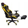 Scaun de gaming galben-negru cu suport de picioare + mousepad cadou 