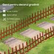 Gard de gradina decorativ, din lemn, maro, set 12 buc, 60x34 cm