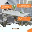 Set mobilier gradina/terasa, aluminiu, blat sticla, gri si argintiu, 1 masa, 6 scaune, Sway