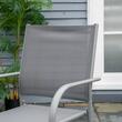Set mobilier gradina/terasa, aluminiu, blat sticla, gri si argintiu, 1 masa, 6 scaune, Sway