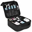 Geanta pentru cosmetice/accesorii baie, Soulima, poliester, PVC, EVA, neagra, 26x9x22.5 cm