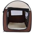 Geanta pentru transport caine/pisica, maro si bej, material Oxford, PVC, impermeabila, pliabila, marimea S-M, 61x46x51 cm