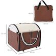 Geanta pentru transport caine/pisica, maro si bej, material Oxford, PVC, impermeabila, pliabila, marimea S-M, 61x46x51 cm