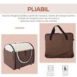 Geanta pentru transport caine/pisica, maro si bej, material Oxford, PVC, impermeabila, pliabila, marimea S-M, 61x46x51 cm