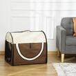 Geanta pentru transport caine/pisica, maro si bej, material Oxford, PVC, impermeabila, pliabila, marimea S-M, 70x51x59 cm
