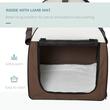 Geanta pentru transport caine/pisica, maro si bej, material Oxford, PVC, impermeabila, pliabila, marimea S-M, 70x51x59 cm