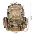 Ghiozdan/rucsac tactic, cu 3 compartimente detasabile, poliester 600D, 45 L, 50x16x60 cm, Isotrade