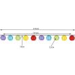 Ghirlanda solara, lampioane chinezesti, LED, 2V, 10 buc, 2 moduri iluminare, IP44, 7.5 cm, 3 m 