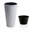 Set 2 ghivece de flori, Sand Slim, rotunde, inalte, 39x75 cm, alb, Prosperplast