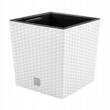 Set 2 ghivece de flori, Rato Low, imitatie ratan, patrate, 40x40x40.8 cm, alb, Prosperplast