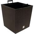 Ghiveci de flori patrat, RATO Iow, 32x32 cm, H 32.5 cm, 32 L, imitatie ratan, maro, Prosperplast