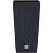 Ghiveci de flori patrat, RATO square, 22.5 x 22.5 cm, H 42.1 cm, 8/16.3 L, imitatie ratan, negru, Prosperplast