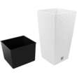 Ghiveci de flori patrat, RATO square, 32.5 x 32.5 cm, H 61 cm, 21/49 L, imitatie ratan, alb, Prosperplast