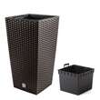Ghiveci de flori patrat, RATO square, 32.5 x 32.5 cm, H 61 cm, 21/49 L, imitatie ratan, maro, Prosperplast