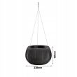 Ghiveci decorativ cu lant, rotund, negru, 2.3 L, 23.8x16.1 cm, Beton Bowl WS