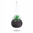 Ghiveci decorativ cu lant, rotund, negru, 2.3 L, 23.8x16.1 cm, Beton Bowl WS