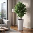 Ghiveci decorativ de flori, rotund, inalt, alb, 30x57.5 cm, Lamia Slim