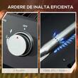 Gratar camping, grill dreptunghiular, cu gaz, 2 arzatoare, capac, termometru, 55x46.5x41 cm