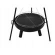 Gratar de gradina cu carbuni, grill rotund, trepied ajustabil, 64.5x64.5x150 cm, Chomik