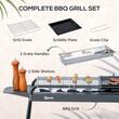 Gratar gradina/camping, portabil, grill dreptunghiular, cu rafturi, structura inox, 113x59x83.5 cm
