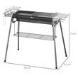Gratar gradina/camping, portabil, grill dreptunghiular, cu rafturi, structura inox, 96x61x72 cm