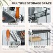 Gratar gradina/camping, portabil, grill dreptunghiular, cu rafturi, structura inox, 96x61x72 cm