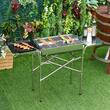 Gratar gradina/camping, portabil, grill dreptunghiular, cu suport condimente, structura inox, 104x30x68 cm