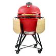 Gratar gradina cu carbuni, grill rotund, ceramic, cu roti, capac, rafturi, 128x80x120 cm, Kamado L-size