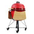 Gratar gradina cu carbuni, grill rotund, ceramic, cu roti, capac, rafturi, 128x80x120 cm, Kamado L-size
