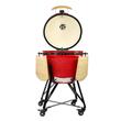 Gratar gradina cu carbuni, grill rotund, ceramic, cu roti, capac, rafturi, 128x80x120 cm, Kamado L-size