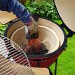 Gratar gradina cu carbuni, grill rotund, ceramic, cu roti, capac, rafturi, 128x80x120 cm, Kamado L-size