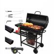 Gratar gradina, grill dreptunghiular, cu capac, roti, raft, suflanta, 106x65x105 cm 