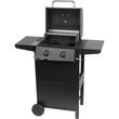 Gratar gradina, grill dreptunghiular, cu gaz, 2 arzatoare, cu roti, capac, rafturi, BBQ Andora