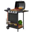 Gratar gradina, grill dreptunghiular, cu gaz, 3+1 arzatoare, cu roti, capac, termometru, 108x54x97 cm
