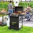Gratar gradina, grill dreptunghiular, cu gaz, 3+1 arzatoare, cu roti, capac, termometru, 108x54x97 cm