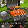 Gratar gradina, grill dreptunghiular, cu gaz, 3+1 arzatoare, cu roti, capac, termometru, 108x54x97 cm