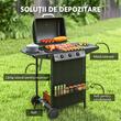 Gratar gradina, grill dreptunghiular, cu gaz, 3+1 arzatoare, cu roti, capac, termometru, 108x54x97 cm