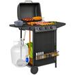 Gratar gradina, grill dreptunghiular, cu gaz, 3+1 arzatoare, cu roti, capac, termometru, 108x54x97 cm